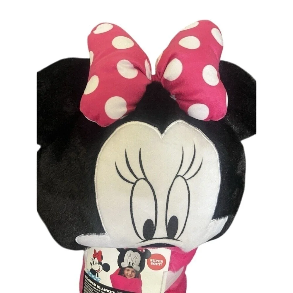 Kids Disney Minnie Mouse Plush Hooded Blanket Throw 30in x 50in NEW